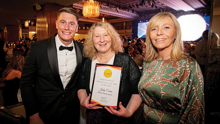 Judy Evans (centre) with 'Farmer Will' Young and FW's Sue Whittle © Telling Photography