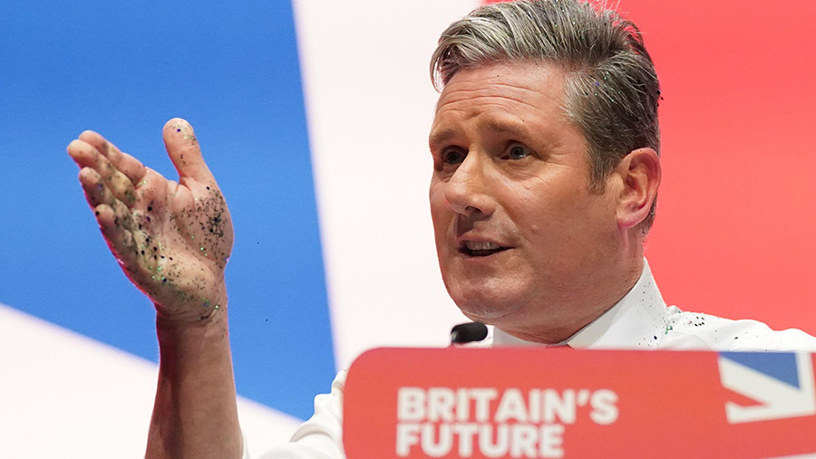 Labour leader Sir Kier Starmer delivers his keynote speech at the conference © PA Images/Alamy