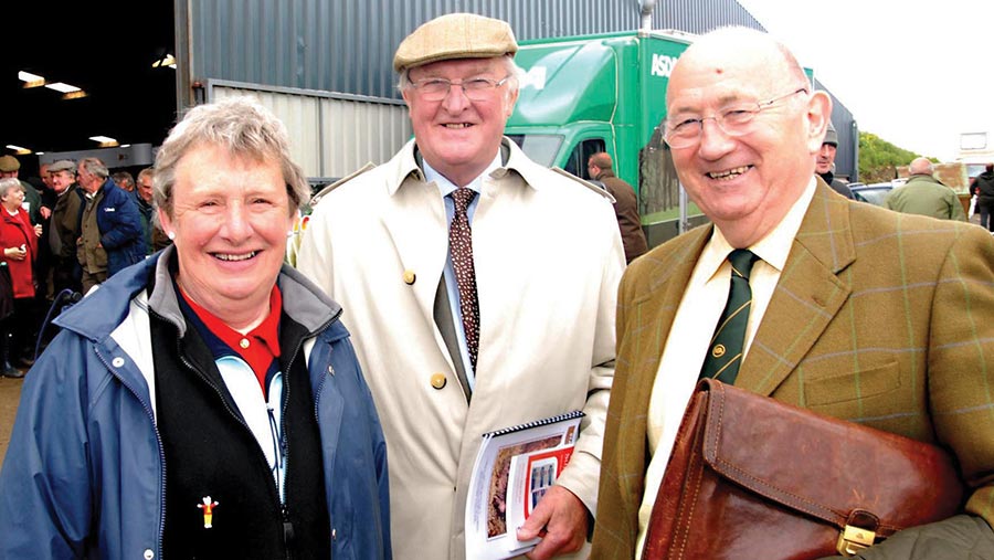 John Thorley, centre, with Margaret Dalton and the late Henry Plumb © National Sheep Association