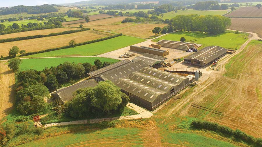 Aerial view of farm