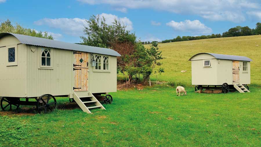 Shepards hut in field