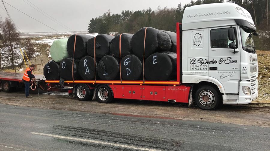 Silage and haylage on truck