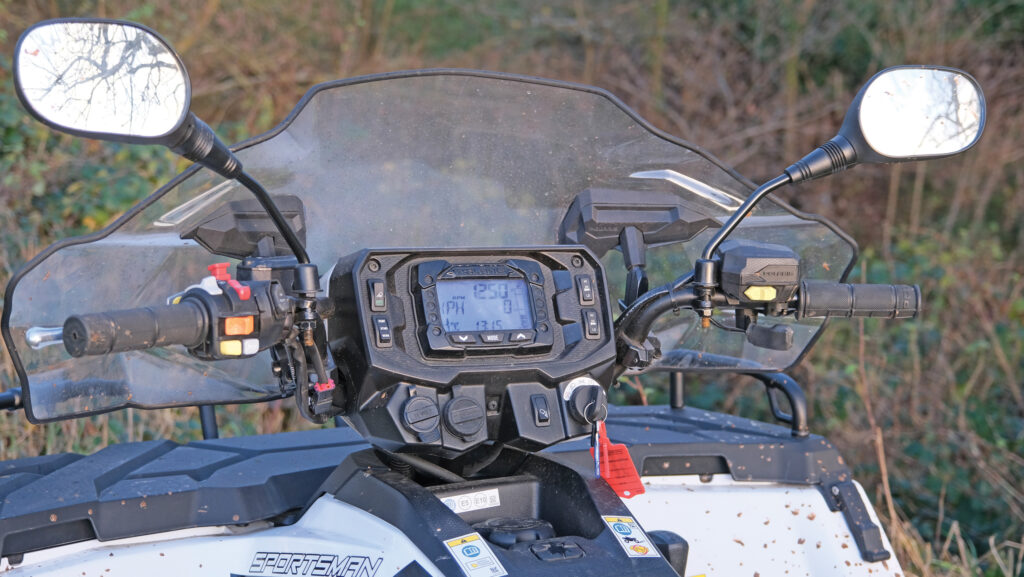 The handles of an ATV