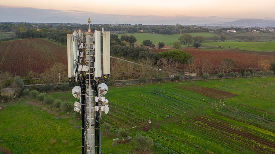 Mobile phone mast in rural setting