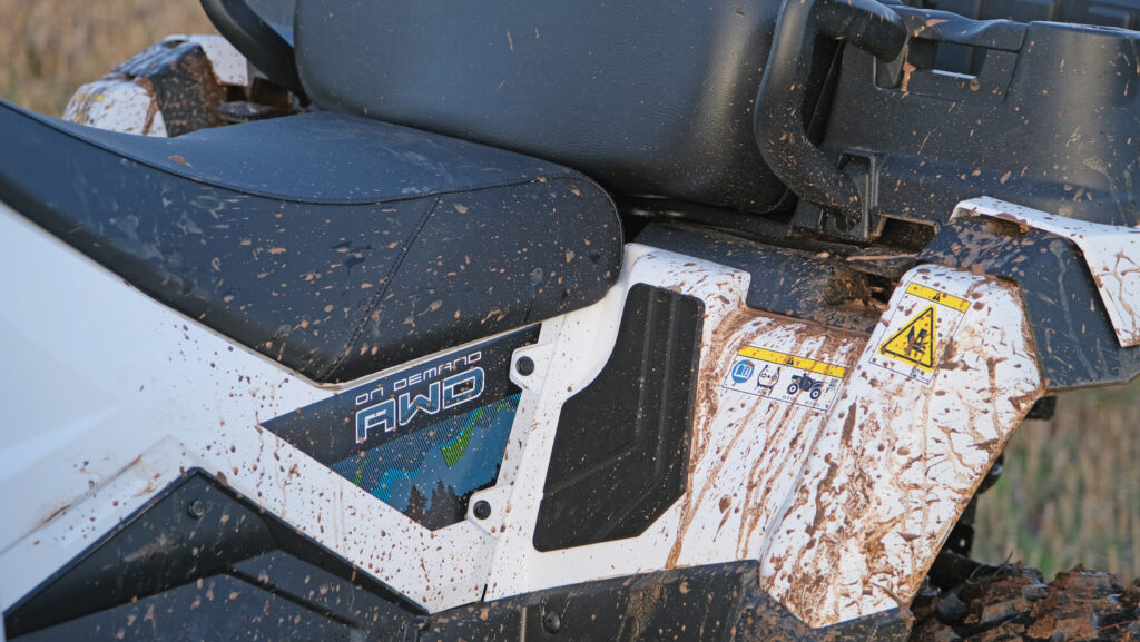 A mud splattered ATV