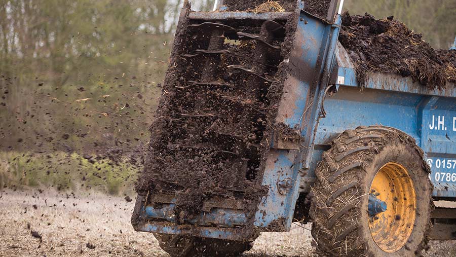 Spreading farmyard manure