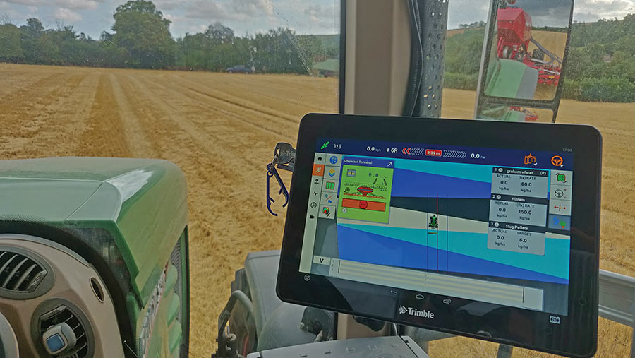 Screen inside a tractor cab