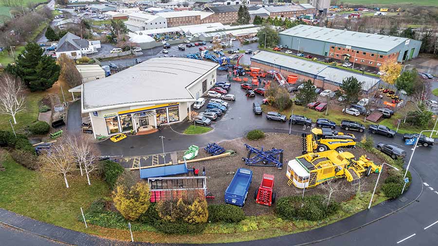 Aerial view of machinery dealer depot