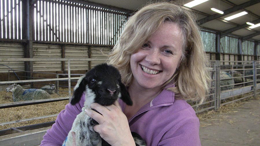 Cathy Dwyer with lamb