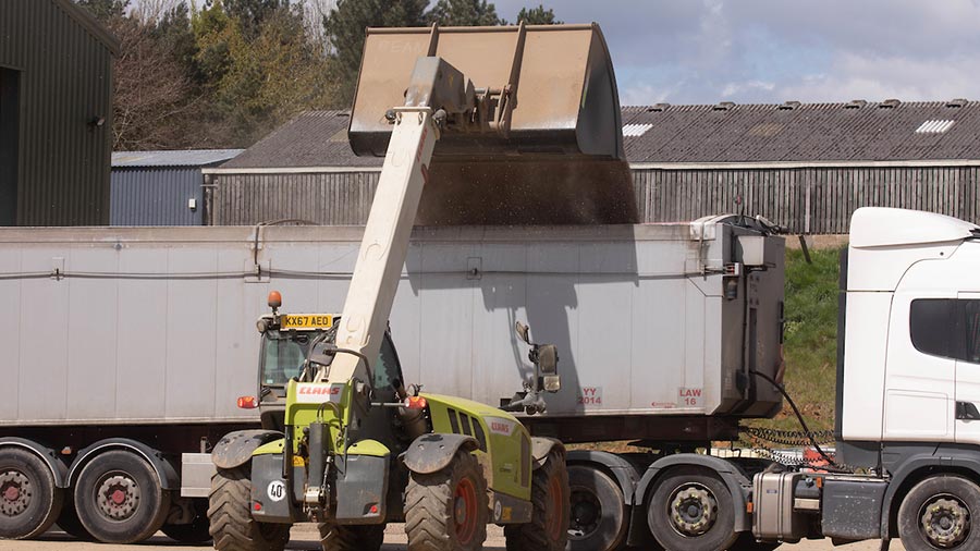 Loading a grain lorry from on farm gran storage