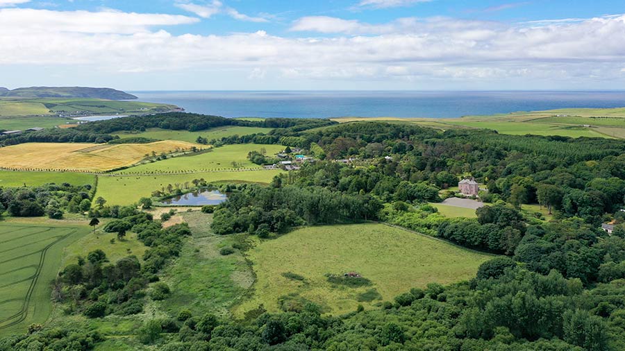 Aerial view of farm