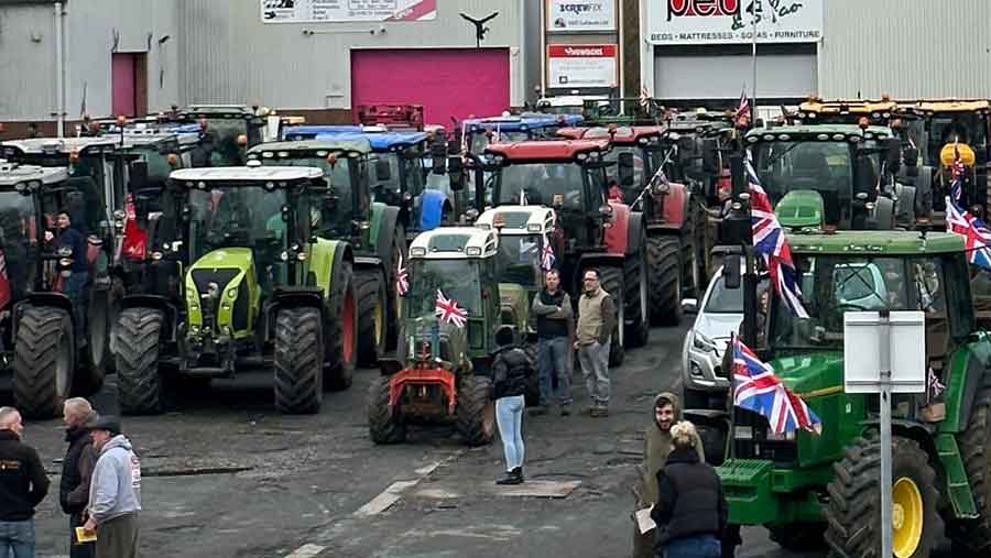 Tractors in protest