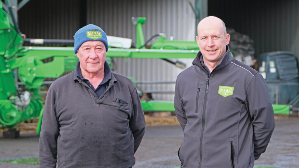 Bill and Kevin Rae with fodder bagging machine