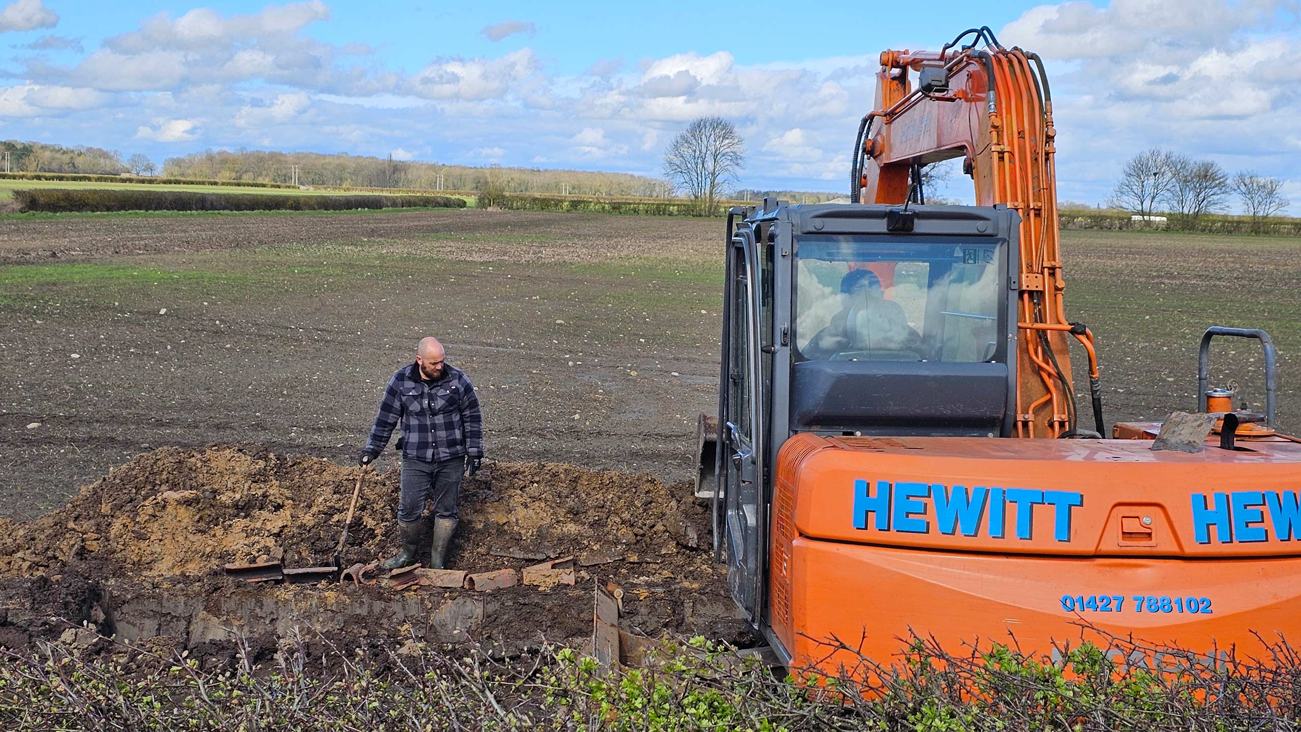 Digging trenches to alleviate flooding