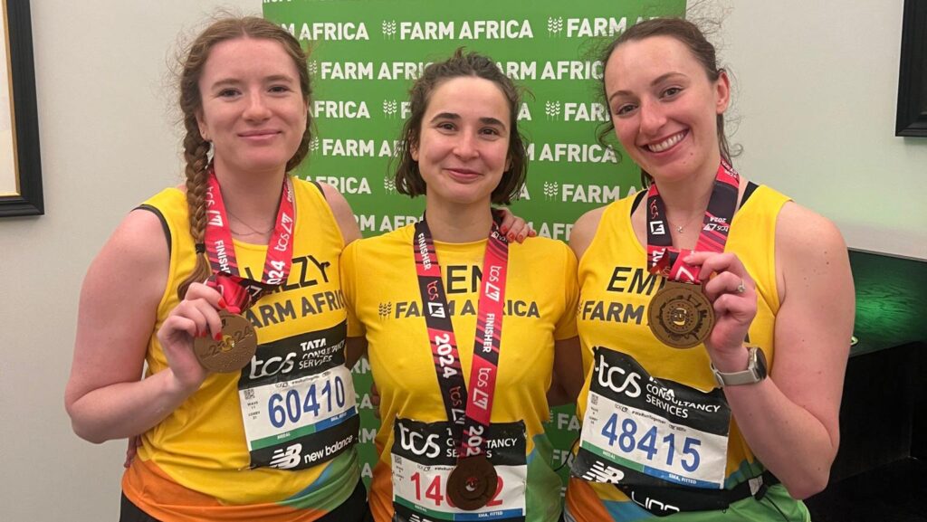 NFU's TEAM Africa London Marathon runners pose with their medals