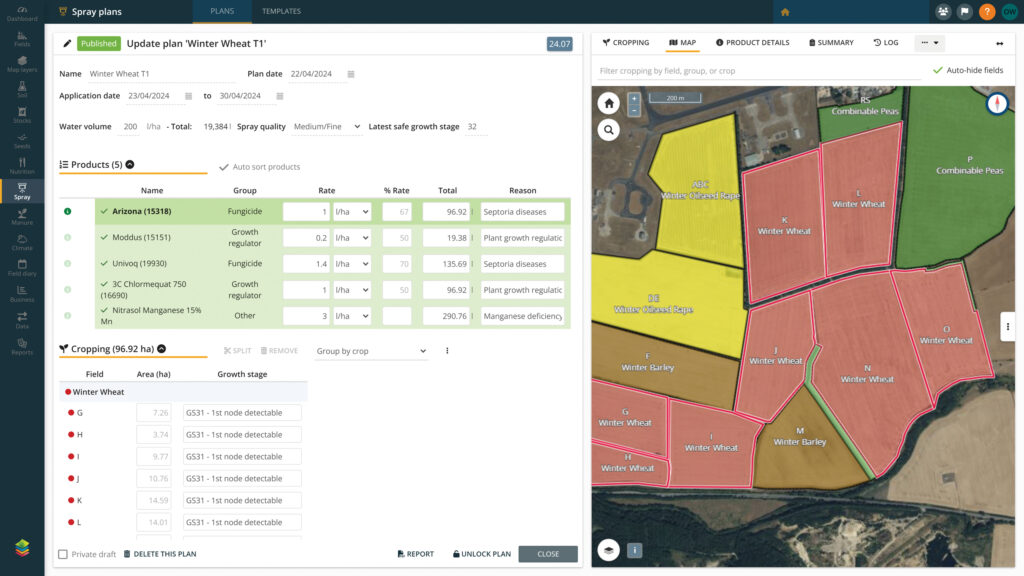 Omnia farm management software in operation
