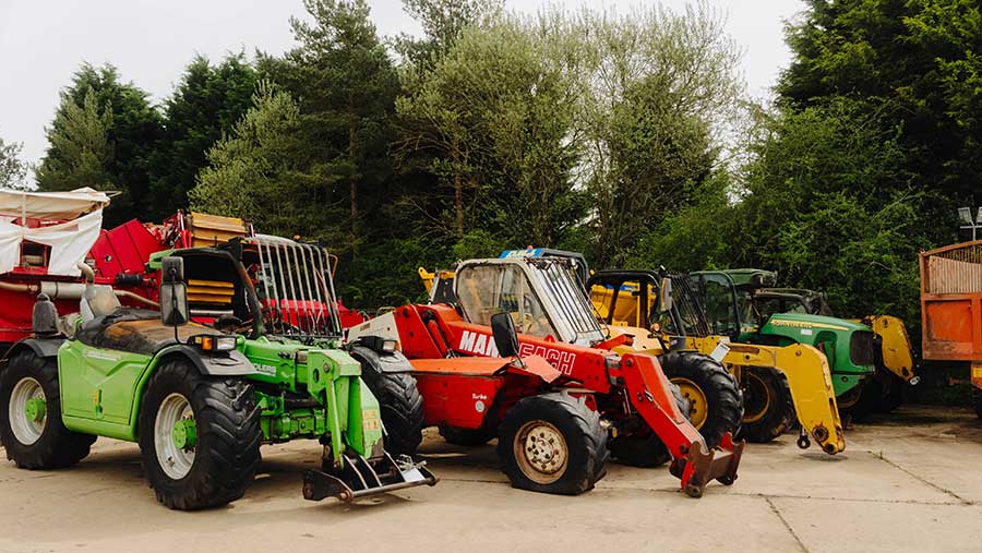 Farm machinery in yard