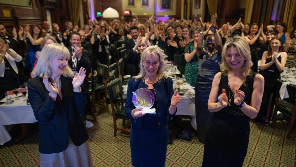 Former NFU president Minette Batters collects an award