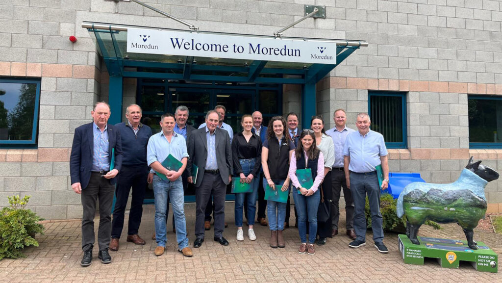 Staff from UK farm unions stand outside Moredun Research Institute 