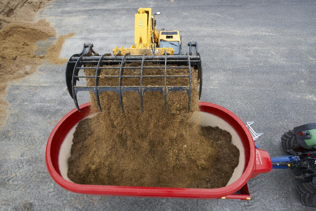 Top view of feeder wagon being loaded