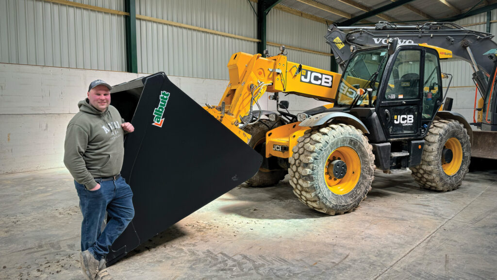 Tom Lamb with JCB tractor with shovel