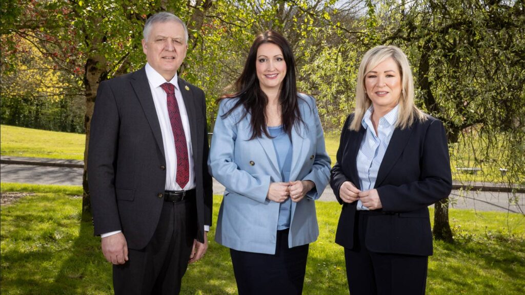 UFU president William Irvine, deputy first minister Emma Little-Pengelly and first minister of Northern Ireland Michelle O'Neill © UFU