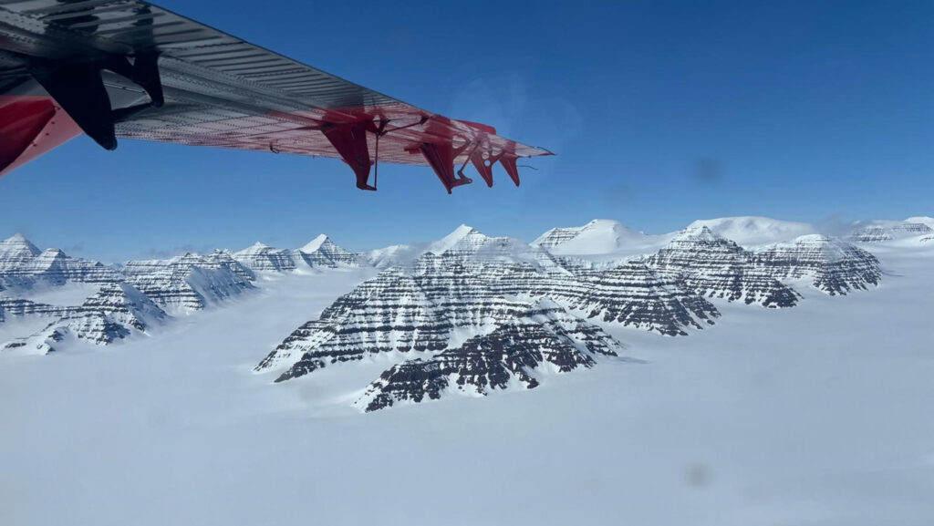 View of mountains from a ski plane