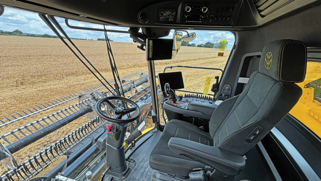 Cab of a New Holland CR11 combine