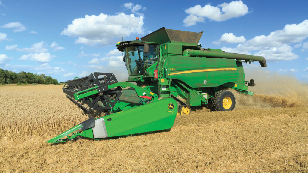 harvesting winter wheat