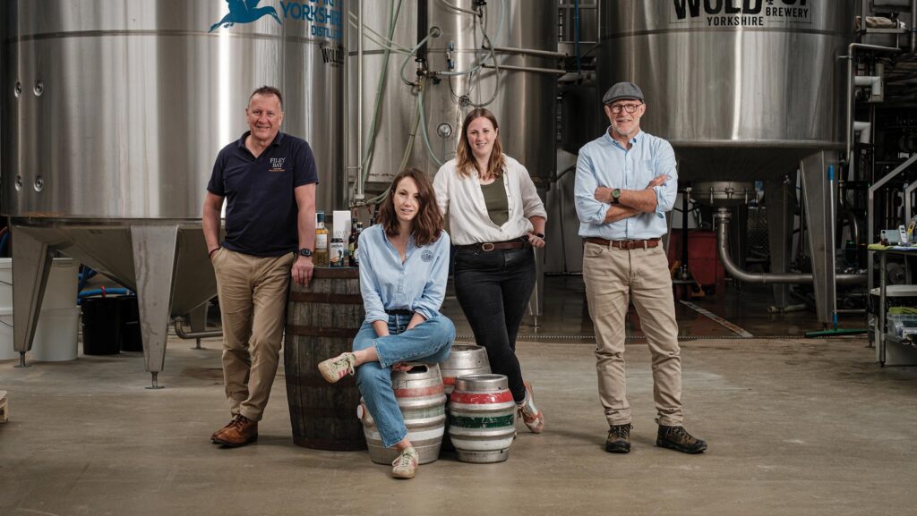 The Mellor family in a brewery