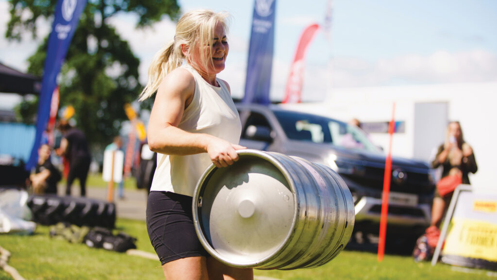 Catriona McGahan holding a barrel