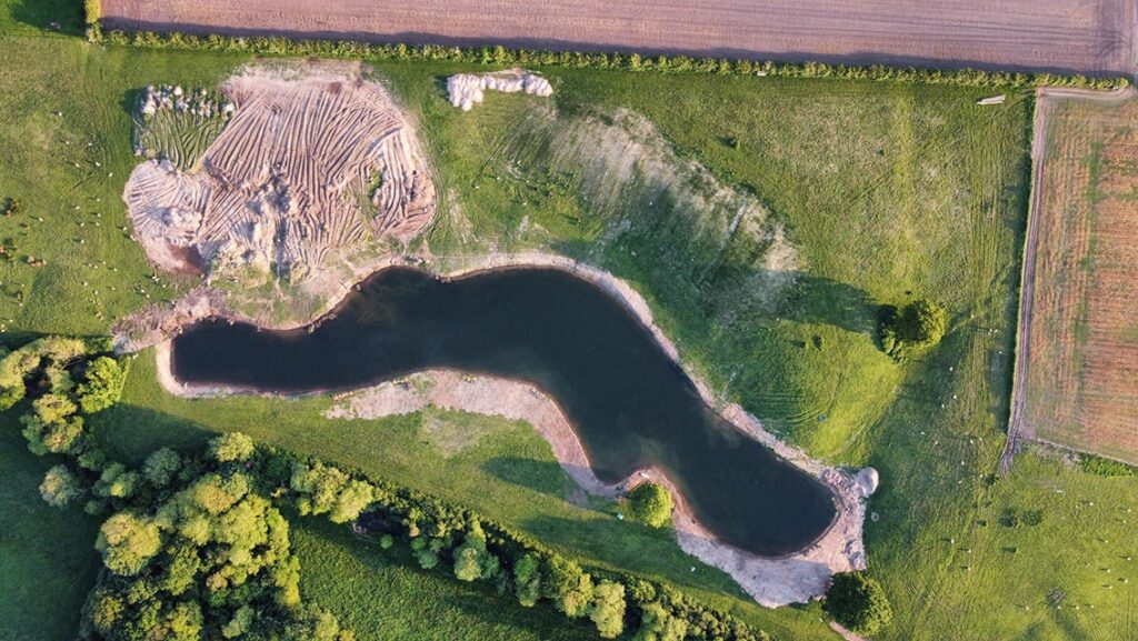 Aerial view of land at Checkley Hall