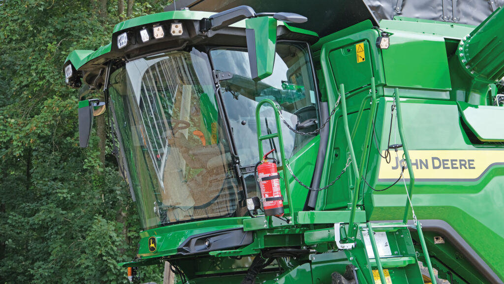 John Deere combine cab exterior