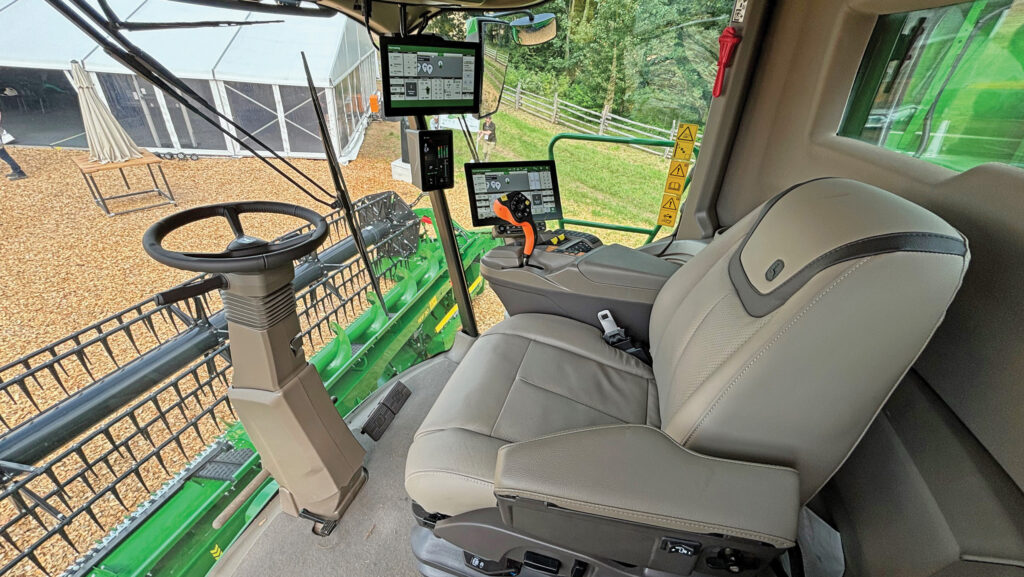 John Deere combine cab interior