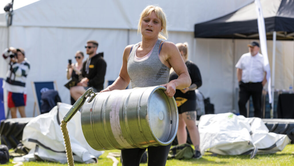 Nicola Robinson holding a barrel