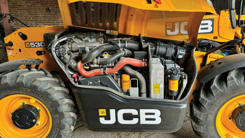 Engine bay of a JCB 530-60 telehandler