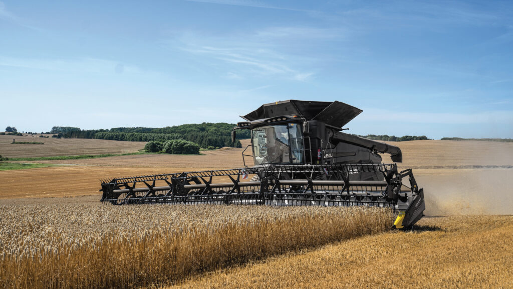 Combine working in a crop