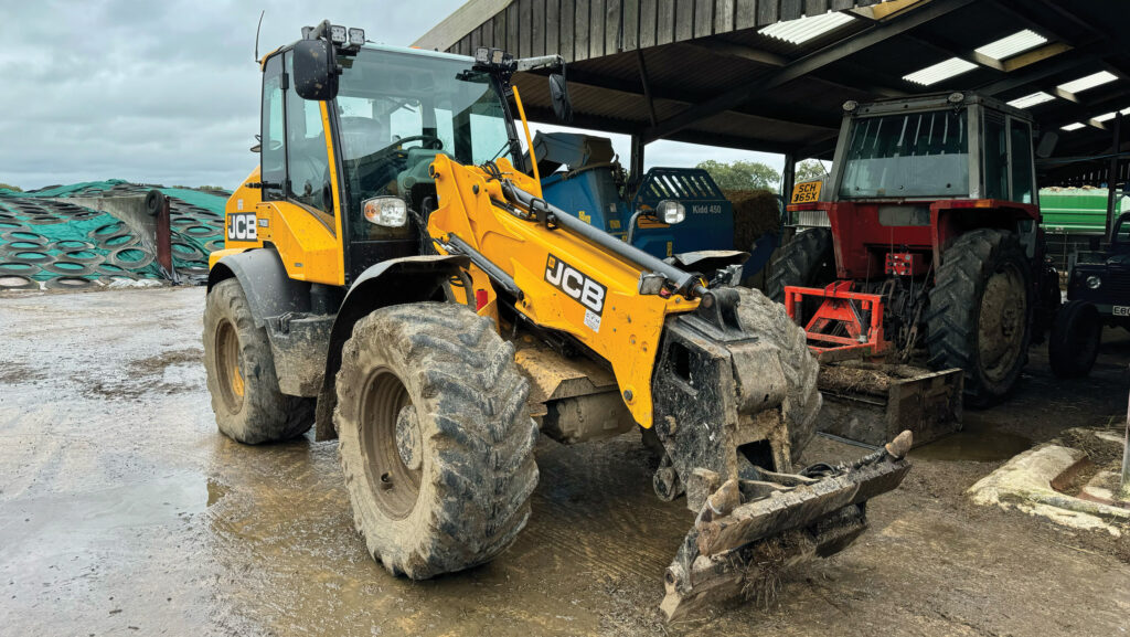 JCB digger on a farm yard