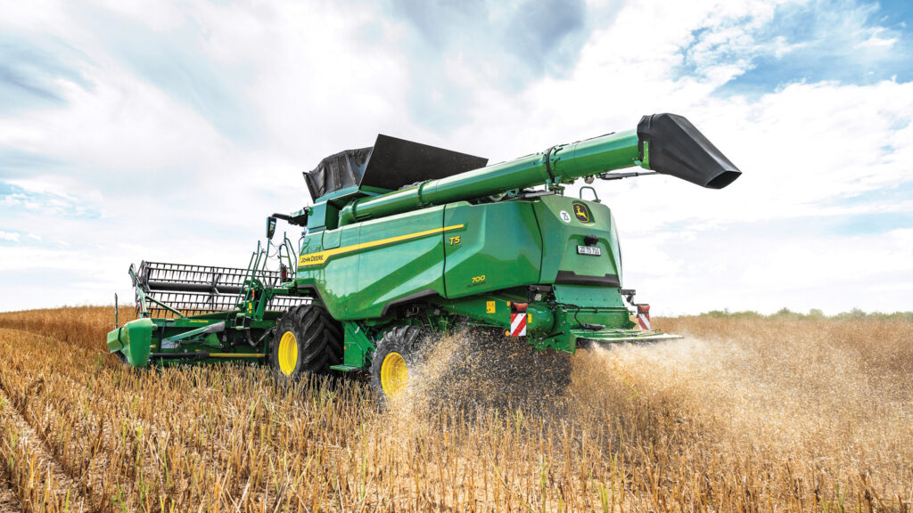 Rear view of combine