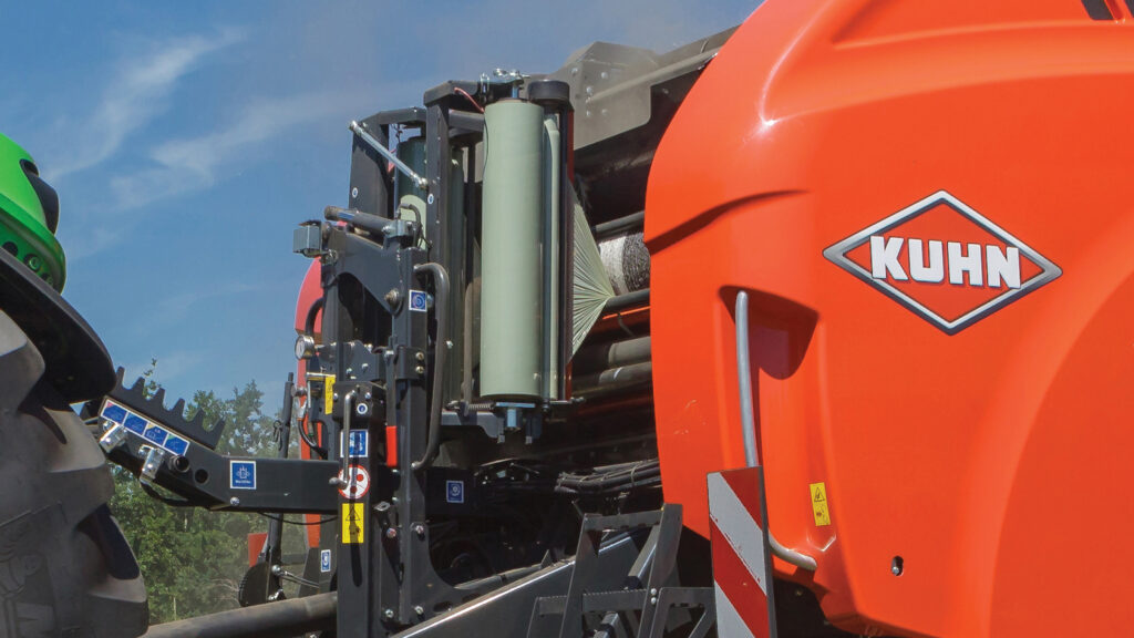 Close-up of wrapper on baler