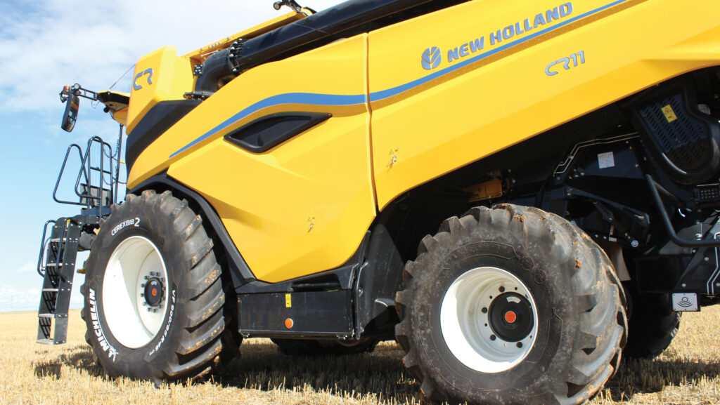 Combine parked on a field