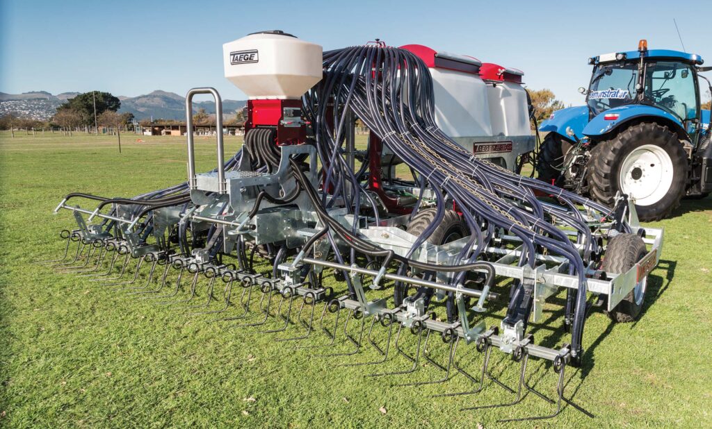 Drill attached to a tractor