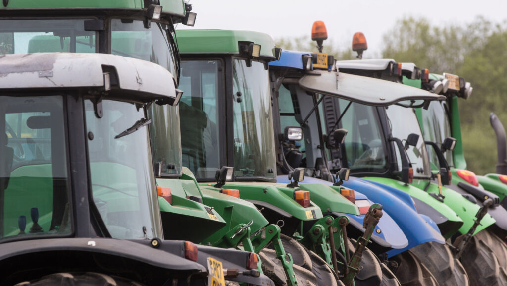 Tractors in a line