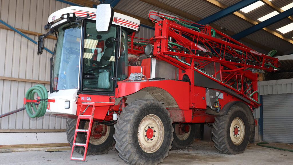 Bateman self-propelled sprayer in a shed