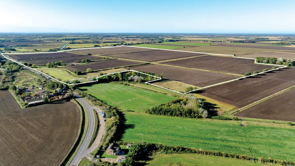 Aerial view of farmland at Grange Farm