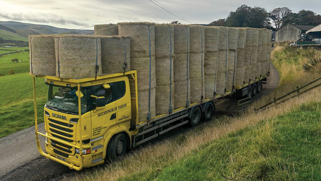 Hay being transported