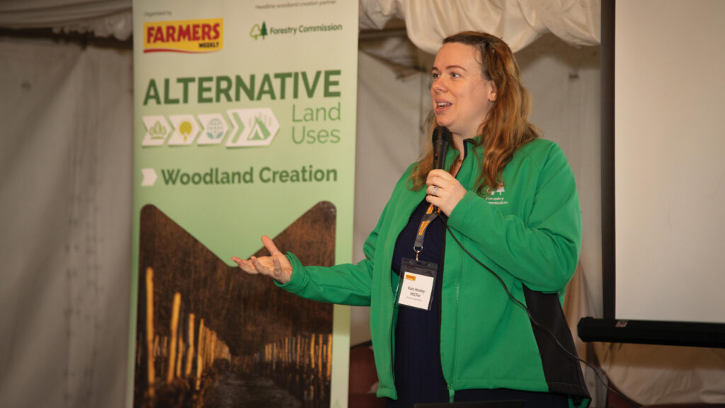 Kate Hawley speaking at a Farmers Weekly event