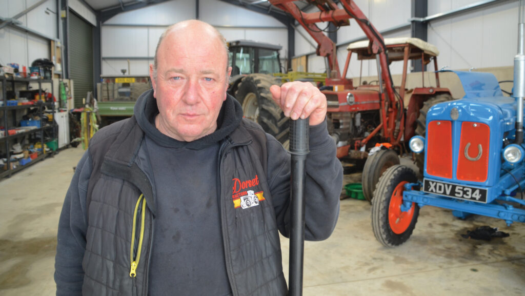 Martin Percy in machinery shed