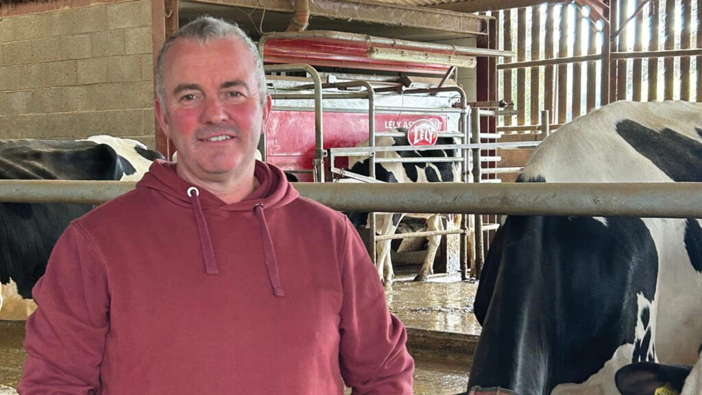 Russell Morgan in a cow shed