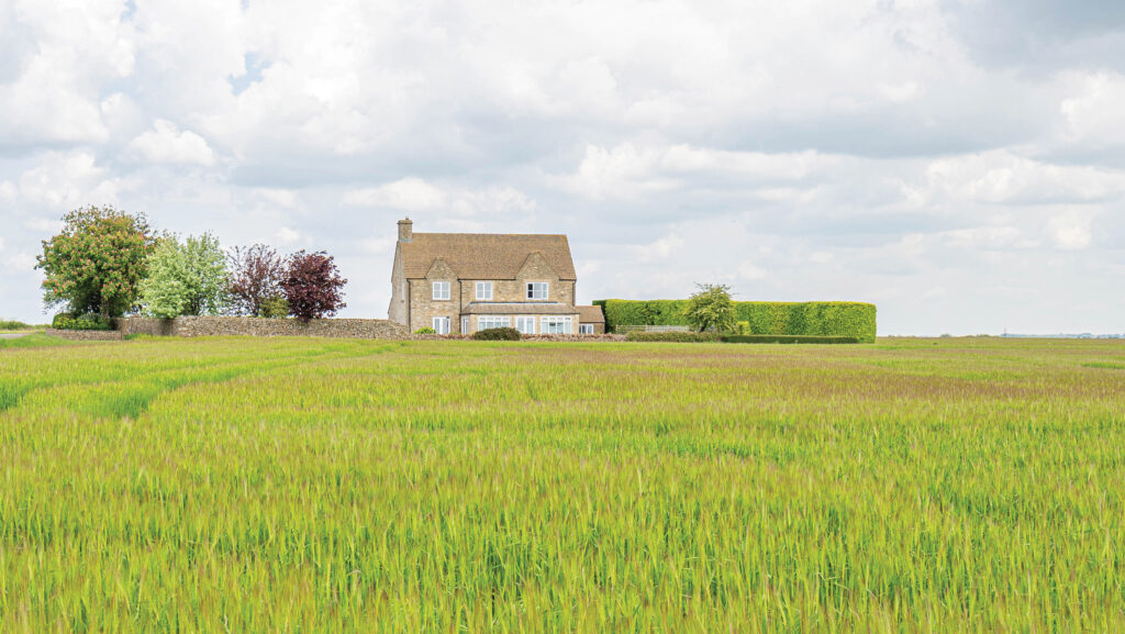 Farm building and field